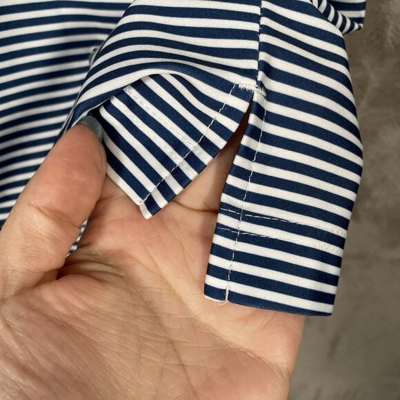 Hickey Freeman Golf Performance Polo Size L Polyester Spandex Stretch Striped - Picture 7 of 13